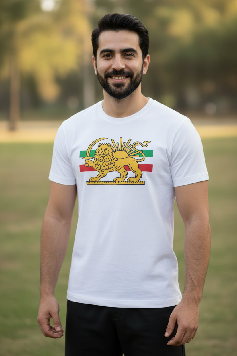 Persian Lion and Sun Flag T-Shirt – Short Sleeve Unisex Tee for Men & Women